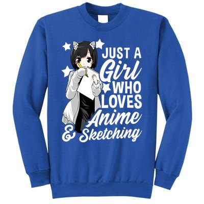 Anime Girl Just A Girl Who Loves Anime And Sketching Drawing Gift Sweatshirt