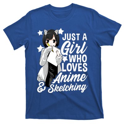 Anime Girl Just A Girl Who Loves Anime And Sketching Drawing Gift T-Shirt