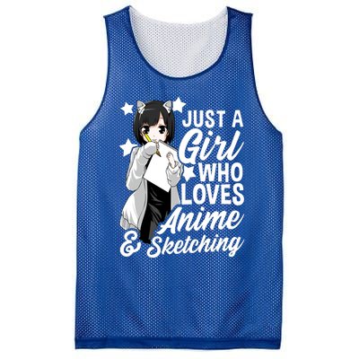 Anime Girl Just A Girl Who Loves Anime And Sketching Drawing Gift Mesh Reversible Basketball Jersey Tank