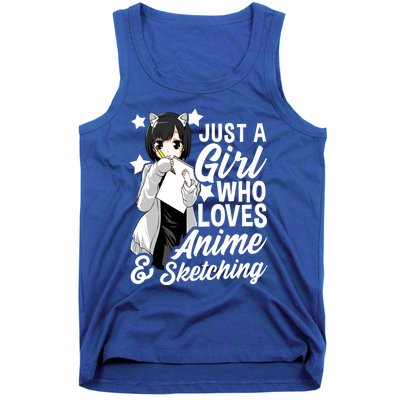 Anime Girl Just A Girl Who Loves Anime And Sketching Drawing Gift Tank Top