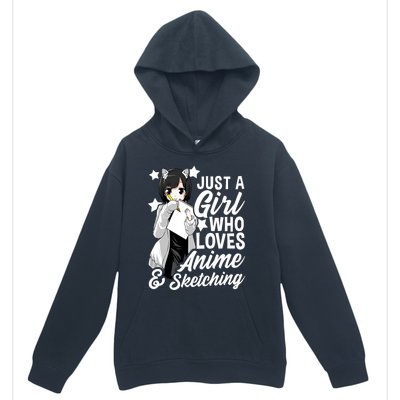 Anime Girl Just A Girl Who Loves Anime And Sketching Drawing Gift Urban Pullover Hoodie