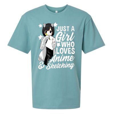 Anime Girl Just A Girl Who Loves Anime And Sketching Drawing Gift Sueded Cloud Jersey T-Shirt