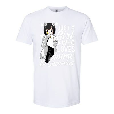 Anime Girl Just A Girl Who Loves Anime And Sketching Drawing Gift Softstyle CVC T-Shirt