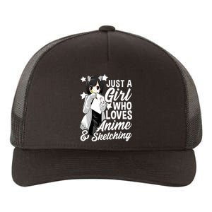 Anime Girl Just A Girl Who Loves Anime and Sketching Drawing Yupoong Adult 5-Panel Trucker Hat