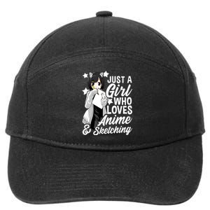 Anime Girl Just A Girl Who Loves Anime and Sketching Drawing 7-Panel Snapback Hat