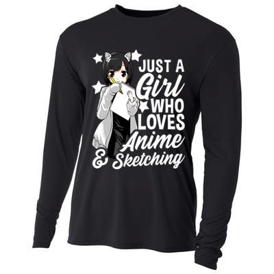 Anime Girl Just A Girl Who Loves Anime and Sketching Drawing Cooling Performance Long Sleeve Crew