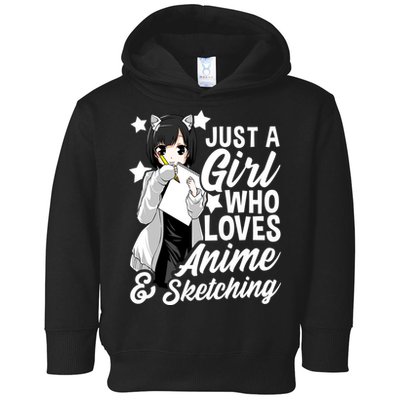 Anime Girl Just A Girl Who Loves Anime and Sketching Drawing Toddler Hoodie
