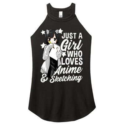 Anime Girl Just A Girl Who Loves Anime and Sketching Drawing Women's Perfect Tri Rocker Tank