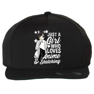 Anime Girl Just A Girl Who Loves Anime and Sketching Drawing Wool Snapback Cap