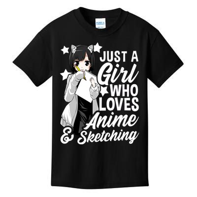 Anime Girl Just A Girl Who Loves Anime and Sketching Drawing Kids T-Shirt