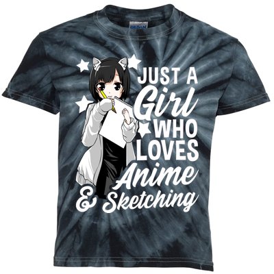 Anime Girl Just A Girl Who Loves Anime and Sketching Drawing Kids Tie-Dye T-Shirt