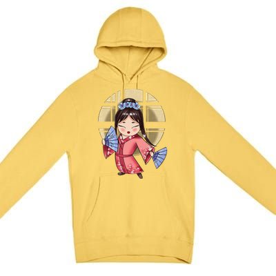 Anime Geisha Japanese Art Japan Woman Geisha Premium Pullover Hoodie