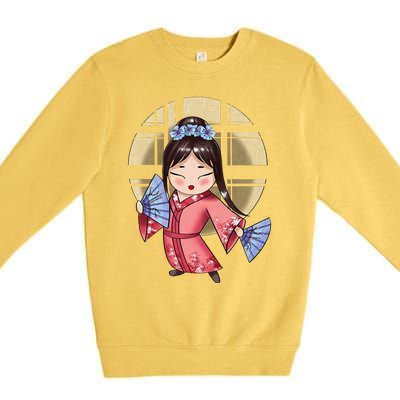 Anime Geisha Japanese Art Japan Woman Geisha Premium Crewneck Sweatshirt