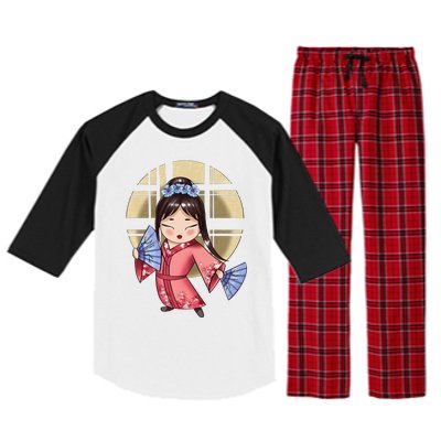 Anime Geisha Japanese Art Japan Woman Geisha Raglan Sleeve Pajama Set