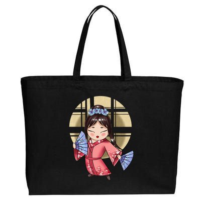 Anime Geisha Japanese Art Japan Woman Geisha Cotton Canvas Jumbo Tote