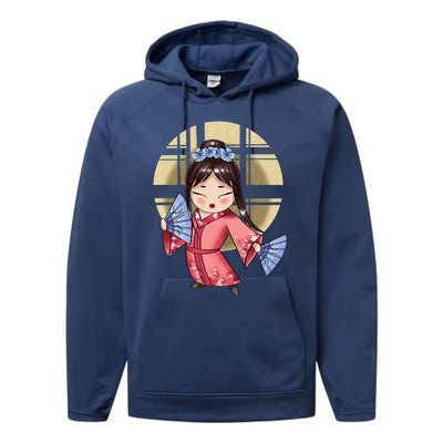 Anime Geisha Japanese Art Japan Woman Geisha Performance Fleece Hoodie