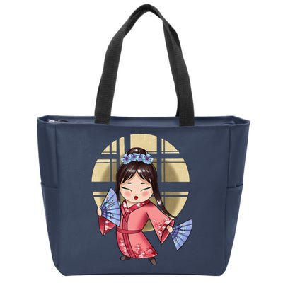 Anime Geisha Japanese Art Japan Woman Geisha Zip Tote Bag