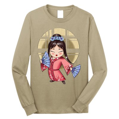 Anime Geisha Japanese Art Japan Woman Geisha Long Sleeve Shirt