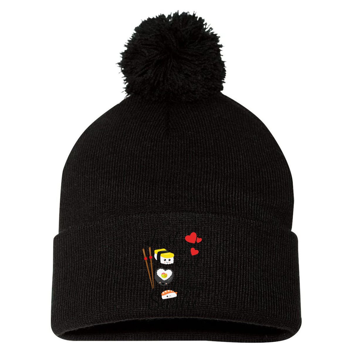 Anime Gift Just A Girl Who Loves Sushi Cute Anime Style Pom Pom 12in Knit Beanie
