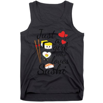 Anime Gift Just A Girl Who Loves Sushi Cute Anime Style Tank Top