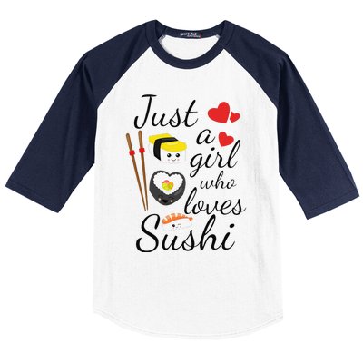 Anime Gift Just A Girl Who Loves Sushi Cute Anime Style Baseball Sleeve Shirt