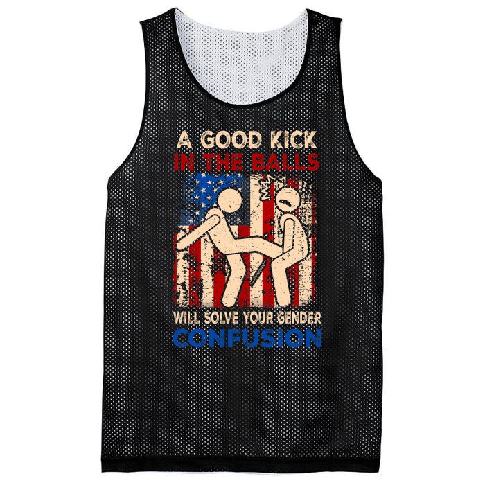 A Good Kick In The Balls Will Solve Your Gender Confusion Mesh Reversible Basketball Jersey Tank