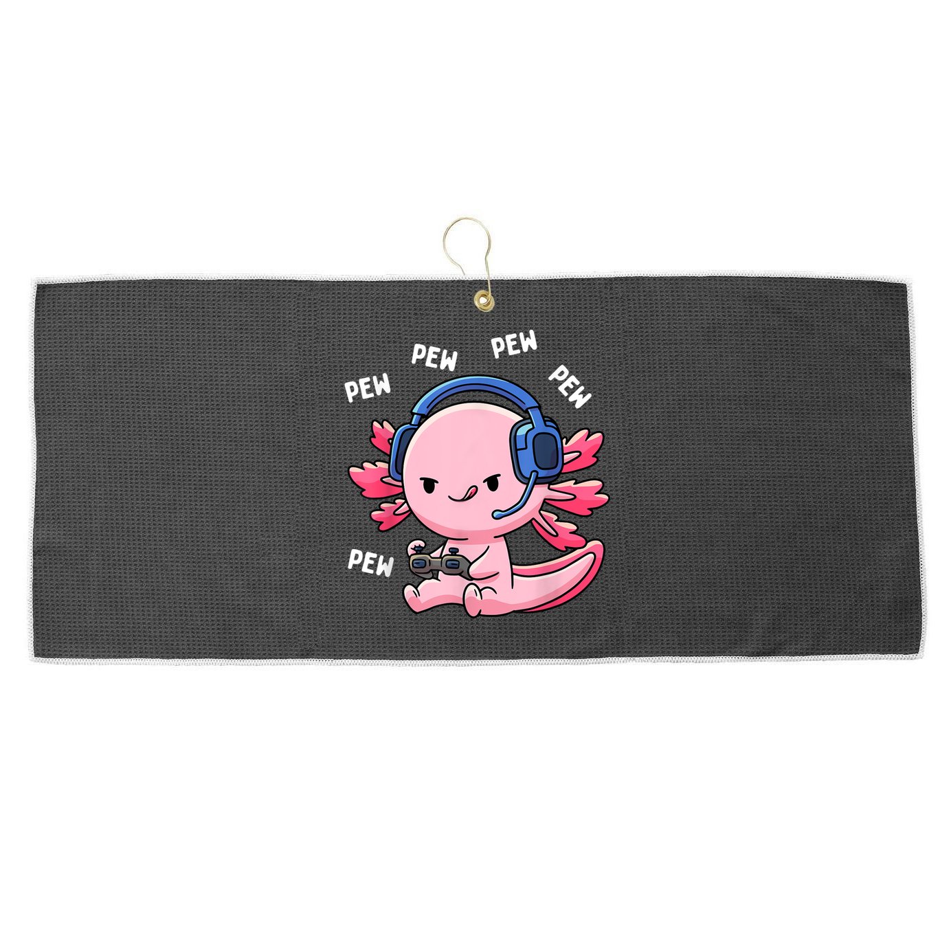 Axolotl Gaming Kids Boys Girls Anime Video Game Pew Gamer Large Microfiber Waffle Golf Towel