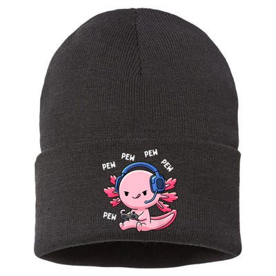 Axolotl Gaming Kids Boys Girls Anime Video Game Pew Gamer Sustainable Knit Beanie