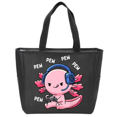Axolotl Gaming Kids Boys Girls Anime Video Game Pew Gamer Zip Tote Bag