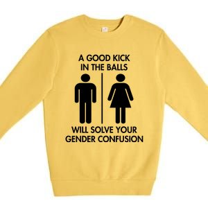 A Good Kick In The Balls Will Solve Your Gender Confusion Premium Crewneck Sweatshirt