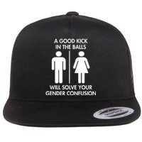 A Good Kick In The Balls Will Solve Your Gender Confusion Flat Bill Trucker Hat