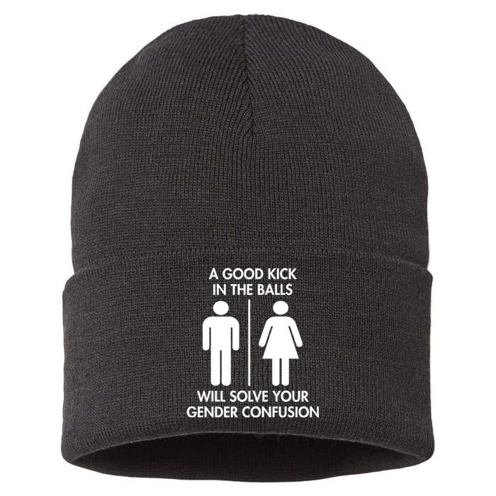 A Good Kick In The Balls Will Solve Your Gender Confusion Sustainable Knit Beanie