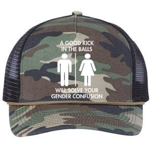 A Good Kick In The Balls Will Solve Your Gender Confusion Retro Rope Trucker Hat Cap