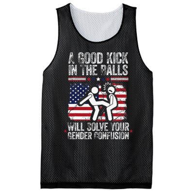 A Good Kick In The Balls Will Solve Your Gender Confusion Gift Mesh Reversible Basketball Jersey Tank