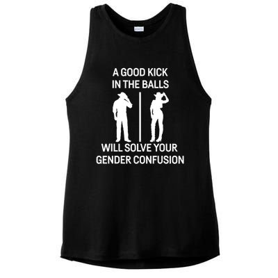 A Good Kick In The Balls Will Solve Your Gender Confusion Ladies PosiCharge Tri-Blend Wicking Tank