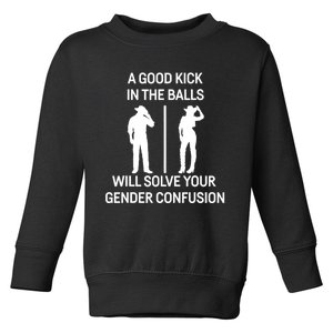 A Good Kick In The Balls Will Solve Your Gender Confusion Toddler Sweatshirt