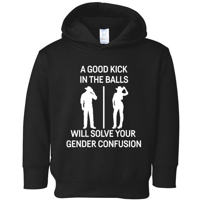 A Good Kick In The Balls Will Solve Your Gender Confusion Toddler Hoodie