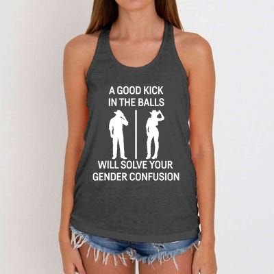 A Good Kick In The Balls Will Solve Your Gender Confusion Women's Knotted Racerback Tank