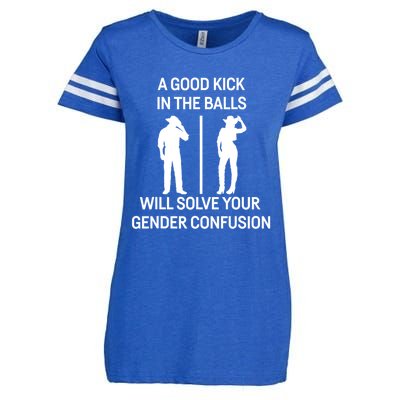 A Good Kick In The Balls Will Solve Your Gender Confusion Enza Ladies Jersey Football T-Shirt