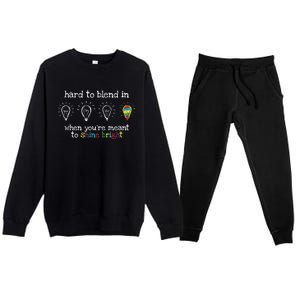 Autistic Gifts K.i.d.s m.e.n Wo Colorful Autism Awareness Premium Crewneck Sweatsuit Set