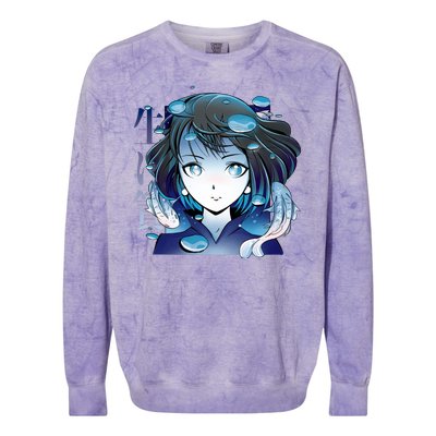 Anime Girl Koi Fishes Japanese Colorblast Crewneck Sweatshirt