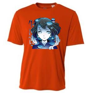 Anime Girl Koi Fishes Japanese Cooling Performance Crew T-Shirt