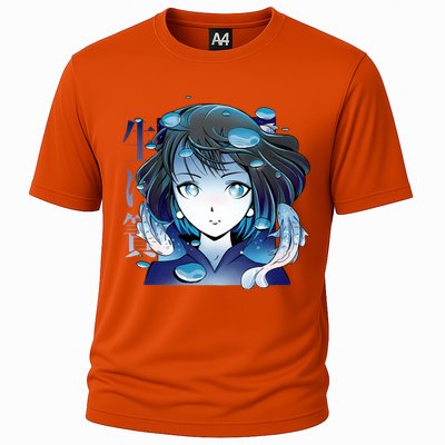 Anime Girl Koi Fishes Japanese Cooling Performance Crew T-Shirt