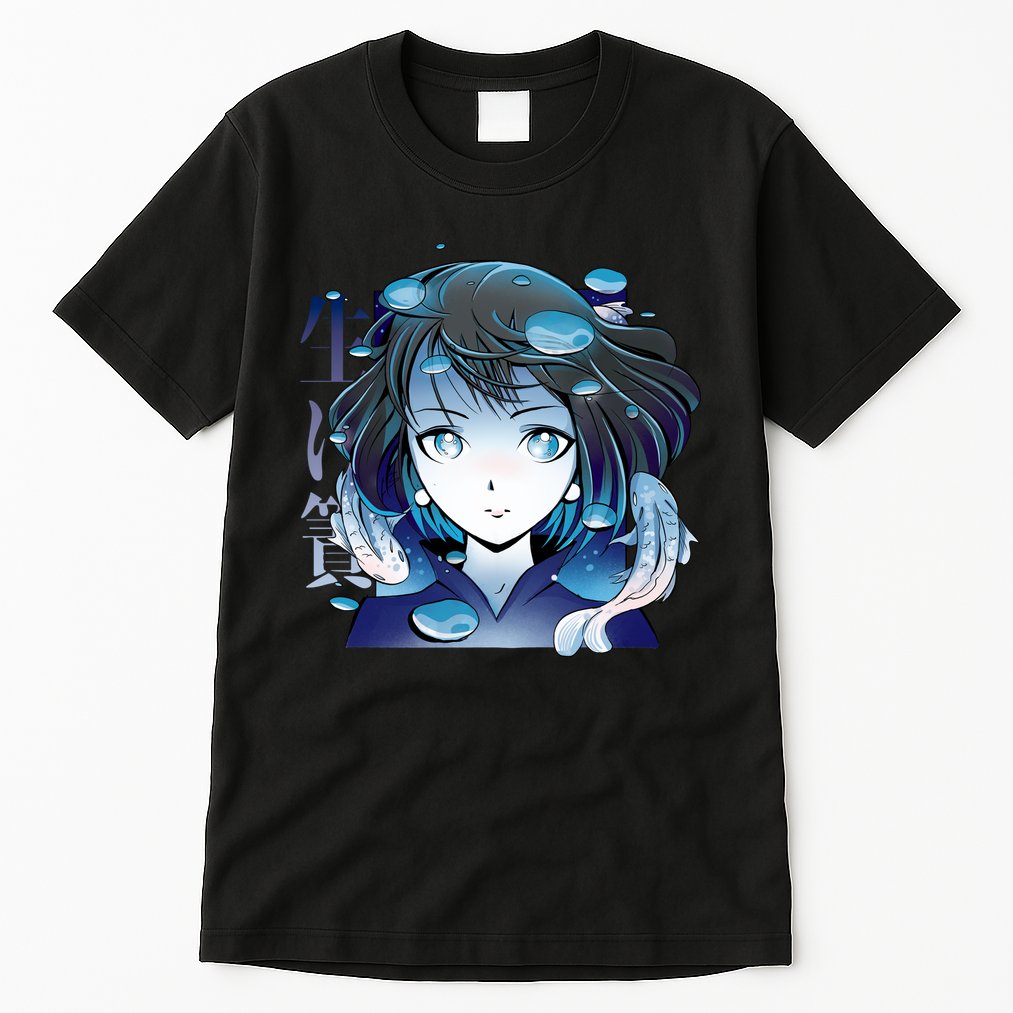 Anime Girl Koi Fishes Japanese Tall T-Shirt
