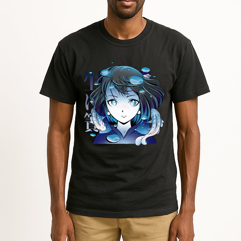 Anime Girl Koi Fishes Japanese Tall T-Shirt