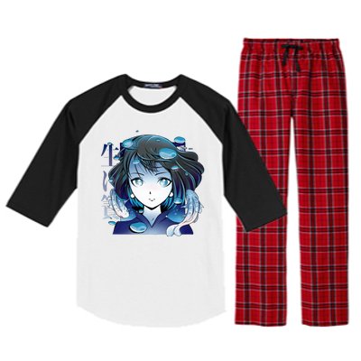 Anime Girl Koi Fishes Japanese Raglan Sleeve Pajama Set