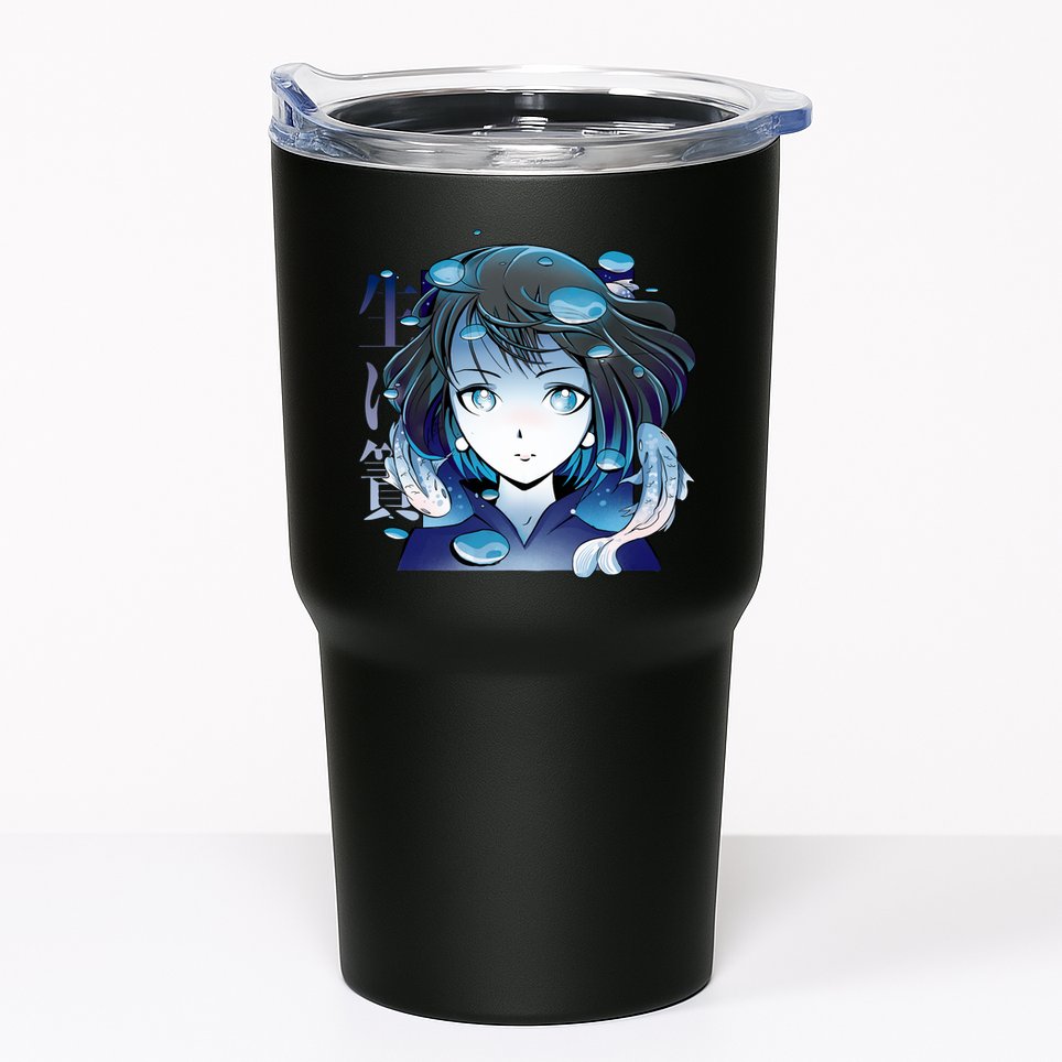 Anime Girl Koi Fishes Japanese Tumbler