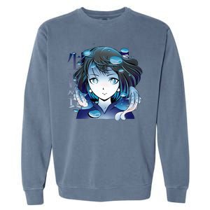 Anime Girl Koi Fishes Japanese Garment-Dyed Sweatshirt