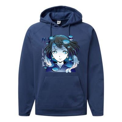 Anime Girl Koi Fishes Japanese Performance Fleece Hoodie