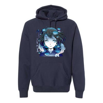 Anime Girl Koi Fishes Japanese Premium Hoodie